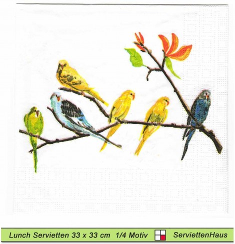 Wellensittiche gezeichnet - 1 Lunch Serviette